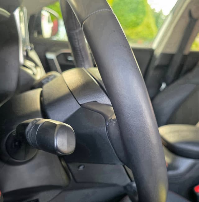 a steering wheel after detailing