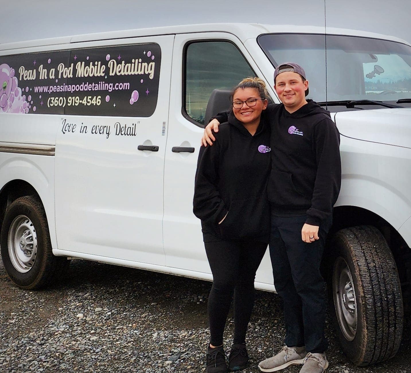 trevor and isabela by their van