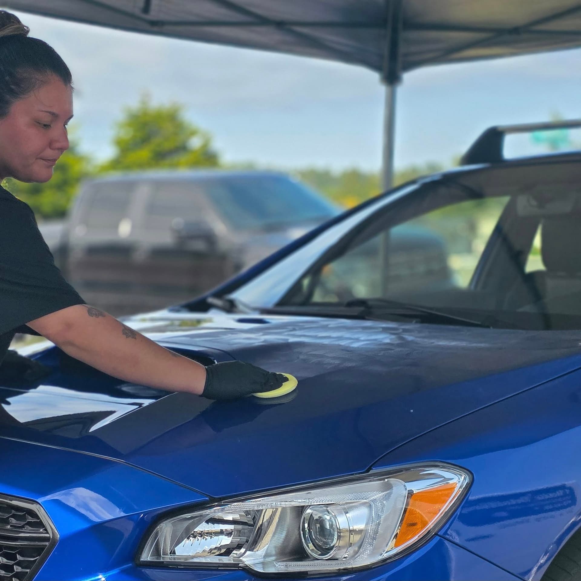 waxing a car